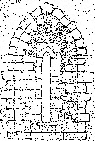 Window in the East gable of Teampull Muire at Kilmacduagh.